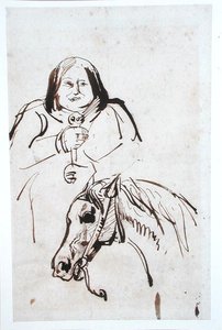Honore de Balzac (1799-1850) and his Horse by French School