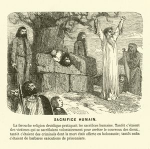 Human sacrifice of the druids by French School