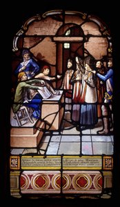 Ignace the Garrec, vicar priest in Kerlaz, Father Maximin Chelgoualch, Capuchin, Le Gac, Alain Le Floch, refugee priests, refuse to take an oath to the civil constitution of the clergy and are arrested by French School