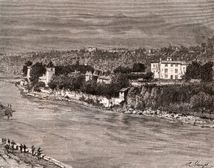 Ile Barbe in the middle of the Saone, in the 9th arrondissement of Lyon - engraving in La France illustree: geography, history, statistical administration by V.-A. Malt-Brown. 1884 by French School