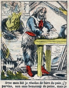 Illustration for the Book of Daniel Defoe Robinson Crusoe. Epinal imaging from the end of the 19th century. by French School