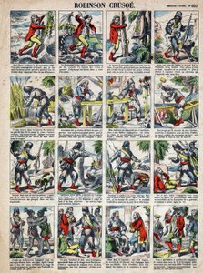 Illustration for the Book of Daniel Defoe “Robinson Crusoe”. Epinal imaging from the end of the 19th century. by French School