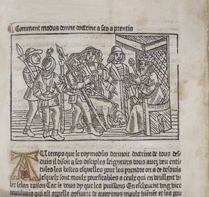 Illustration from Le Livre du Roy Modus et de la Reine Racio by Henri Ferrieres, 1486 by French School