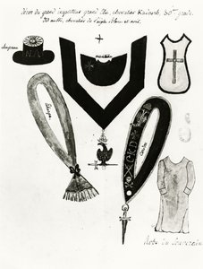 Illustrations of Masonic regalia and dress of the Knight Kadosh, 30th Degree, in the Scottish Rite of Freemasonry, 1813 by French School