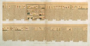Illustrations of a Pampus manuscript with hieroglyphics, Hypogees, Thebes, plate 75 from Vol II of Descriptions of Egypt
