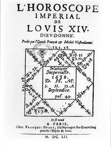 Imperial Horoscope of Louis XIV (1638-1715) by Michel Nostradamus (1503-66) published by Francois Huart in Paris 1652 by French School