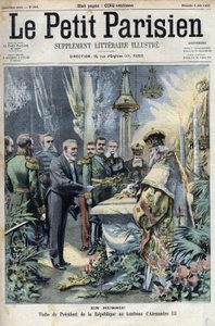 In Russia: visit of President Emile Loubet (1838-1929) to the tomb of Alexander III (1845-1894), Emperor of Russia, in 