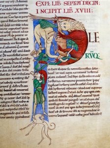 Initial P (lettrine): yeast devil mouth of hell. Miniature from the manuscript 