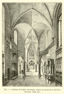 Interior of the Temple Church; after a drawing from the d