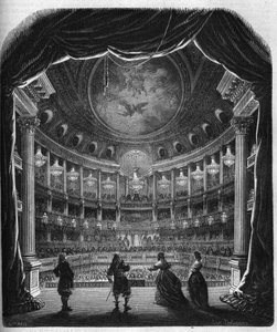 Internal view of the theatre of the castle of Versailles. Engraving from 1867-1868 by French School