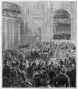 Jacques Babinet (1794 - 1872), French physicist and astronomer at the solemn meeting of the five Academies in 1840 - Engraving in 