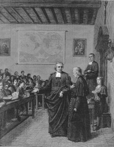 Jean Baptiste De La Salle showing one of his schools