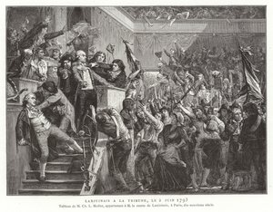 Jean Denis, Comte Lanjuinais, at the Rostrum of the Convention, French Revolution, 2 June 1793 by French School