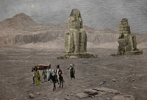 Jean Francois Champollion at the Colossi of Memnon, Egypt (engraving)