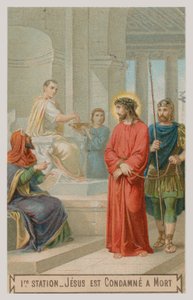 Jesus is condemned to death (The first Station of the Cross) by French School