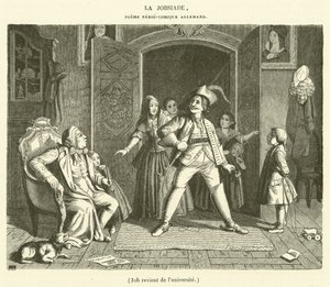 Job Returns from University (engraving)