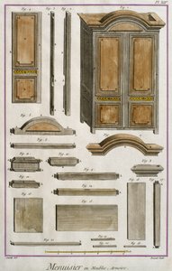 Joiner, a cupboard, illustration from the Encyclopedie des Sciences et Metiers by Denis Diderot engraved by Robert Benard published c.1770 by French School