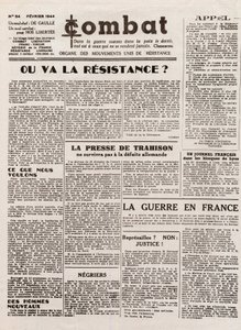 Journal COMBAT - number 54 - February 1944 - organ of the united resistance movements. (clandestine newspaper) - Where will the resistance go by French School