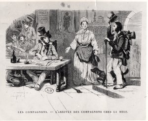 Journeyman arriving at a Boarding house by French School