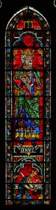King David with Harp; King Saul Kills Himself Below