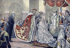 King Ferdinand I of Romania Crowning His Queen by French School