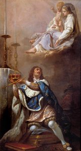 King Louis XIII offering his crown to the Virgin. Painting of the French School. 17th century. Versailles. Church of Our Lady of Versailles by French School
