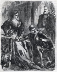 King Philip II (1527-1598) surprises his son, Prince Don Carlos (1545-1568), trying to violate his stepmother, Queen Elisabeth (1545-1568) (Elisabeth of France or Isabelle of Valois), January 17