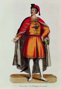 Knight of the Hungarian Order of the Dragon Overturned, illustration from Histoire et Costumes des Ordres Monastiques by Pierre Helyot, 1842 by French School
