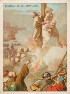 Knights Templars being burned at the stake in France by French School