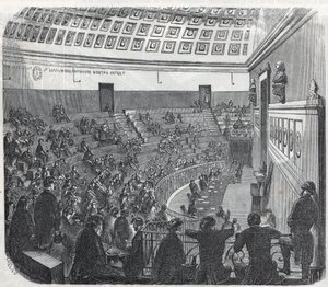 The School of Medicine of Paris - the grand amphitheatre - Engraving in 