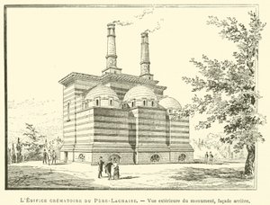The Crematorium of Pere-Lachaise, Exterior View of the Monument, Rear Facade by French School
