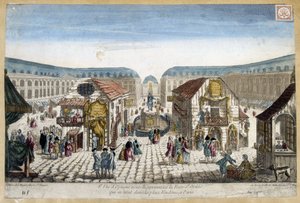 The Fair of St Ovide, Place Vendome in Paris - engraving by French School
