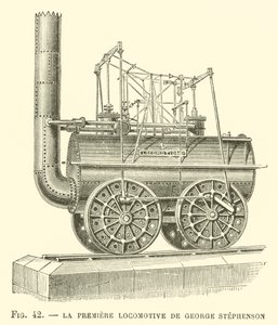 The First Locomotive by George Stephenson by French School