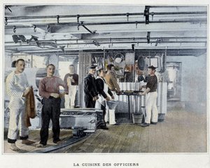 La cuisine des officiers - in “Album militaire - Marine: La vie à bord” by French School