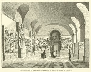 The Great Hall of the Assyrian Museum, at the Louvre Museum by French School