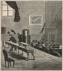 The Liquefaction of Gases in the Laboratory of Raoul Pictet (engraving) by French School