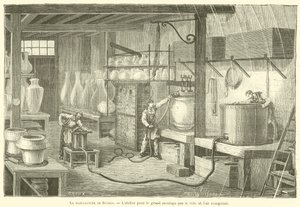 The Sevres Factory, Workshop for Large Molding by Vacuum and Compressed Air (engraving) by French School