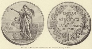 Commemorative Medal of the Aeronauts of the Siege of Paris (engraving) by French School