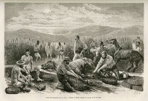 Fishing for leeches. Drawing by Sahib, to illustrate the story of Henri Belle: Voyage en Greece