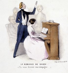 The Romance of the Salon: Man Singing Accompaniment on Piano by a Woman