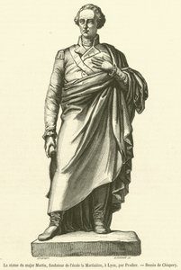 The Statue of Major Martin, Founder of La Martiniere School, in Lyon (engraving)