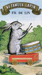 Label for Au Fameux Lapin brand of linen thread by French School