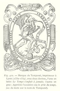 Label of Jean Temporal, French printer from Lyon by French School