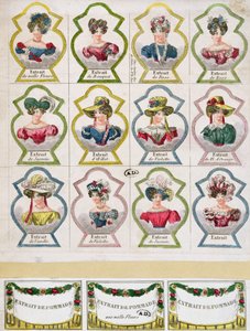 Labels advertising various flower extracts for a perfume shop, Paris, early 19th century by French School