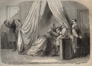 Last moments of Charles Lafarge (1811-1840), husband of Marie Lafarge (1816-1852) French criminal. Engraving in 