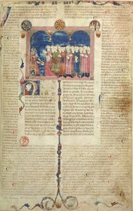 The author presenting the book, from Coutumes de Toulouse, 1296 by French School