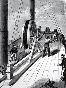 Laying telegraph cable by French School