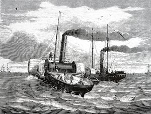 Laying the first submarine cable by French School