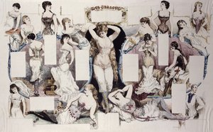 Layout illustrations for an article on women