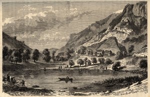 Le Lauzet-Ubaye - Le lac du Lauzet - commune in the Alpes-de-Haute-Provence department in southeastern France - engraving in 